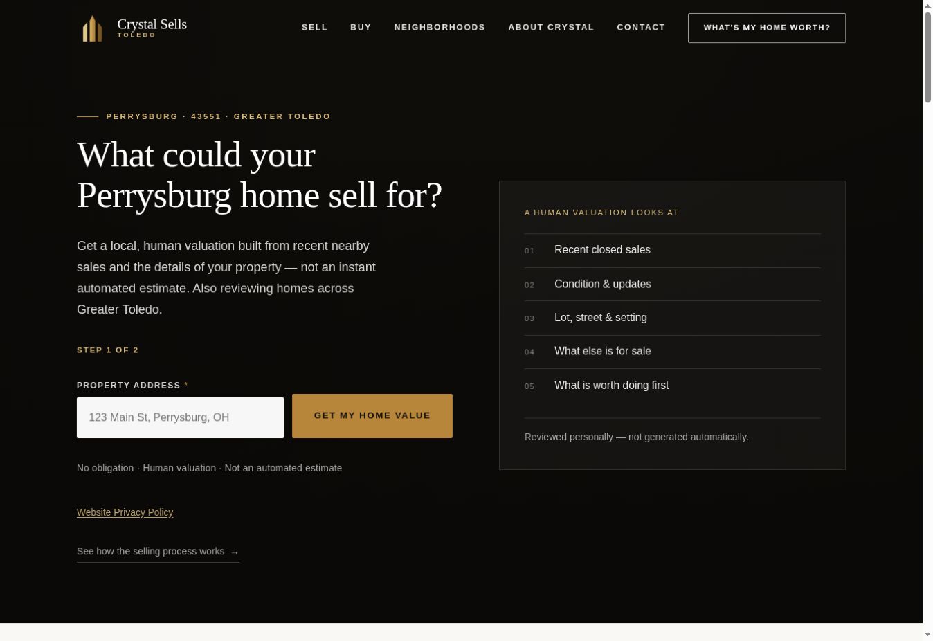 Crystal Sells Toledo website preview